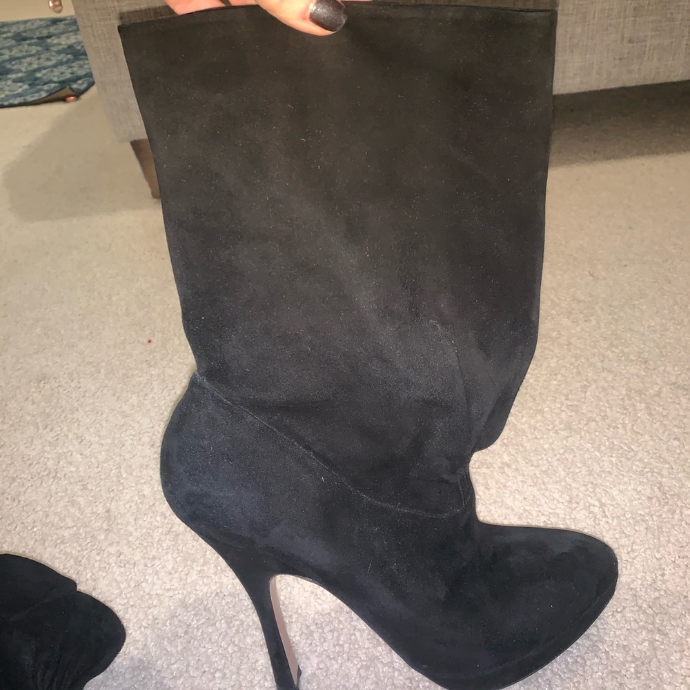 Prada suede black slouchy boots size 8 1/2